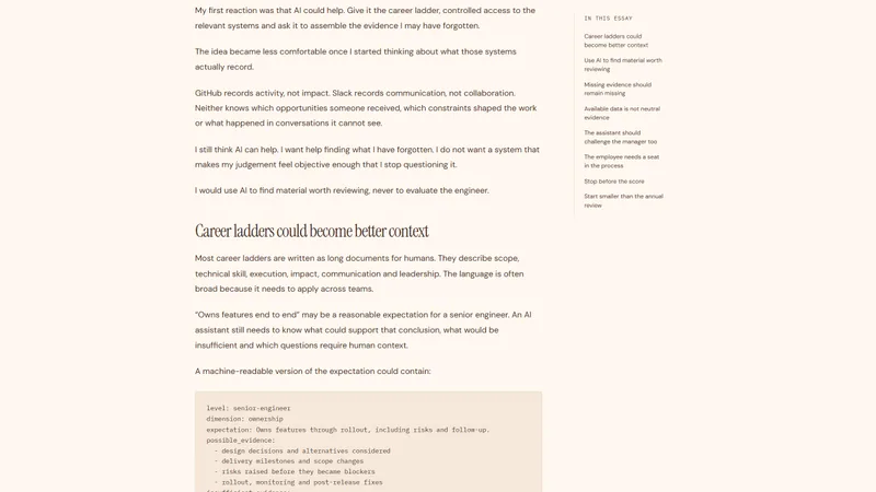 Essay text, with a table of contents in the margin