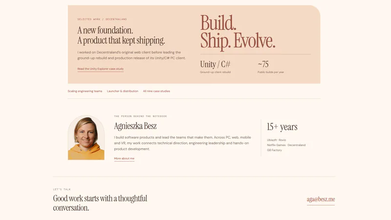 A featured case study, the short introduction and the contact line