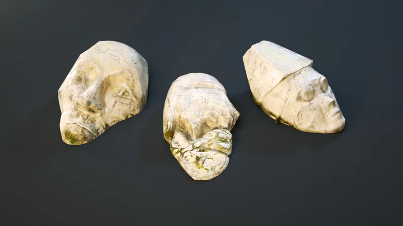 Ancient marble faces. Side decorations on the map.