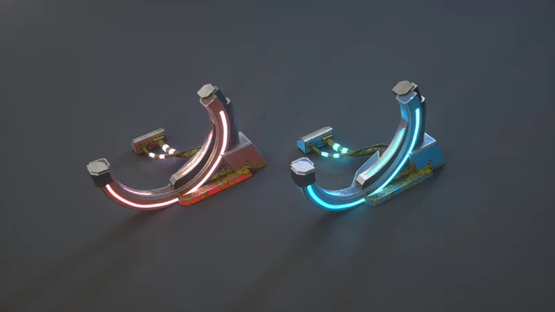 Gates that were used to spawn armies. Different color for different army.