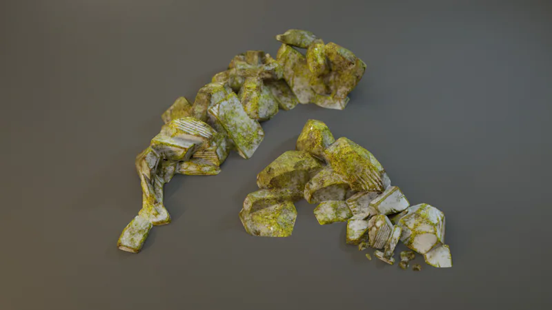 Rocks and ruins covered with moss. Background for the battlefield.