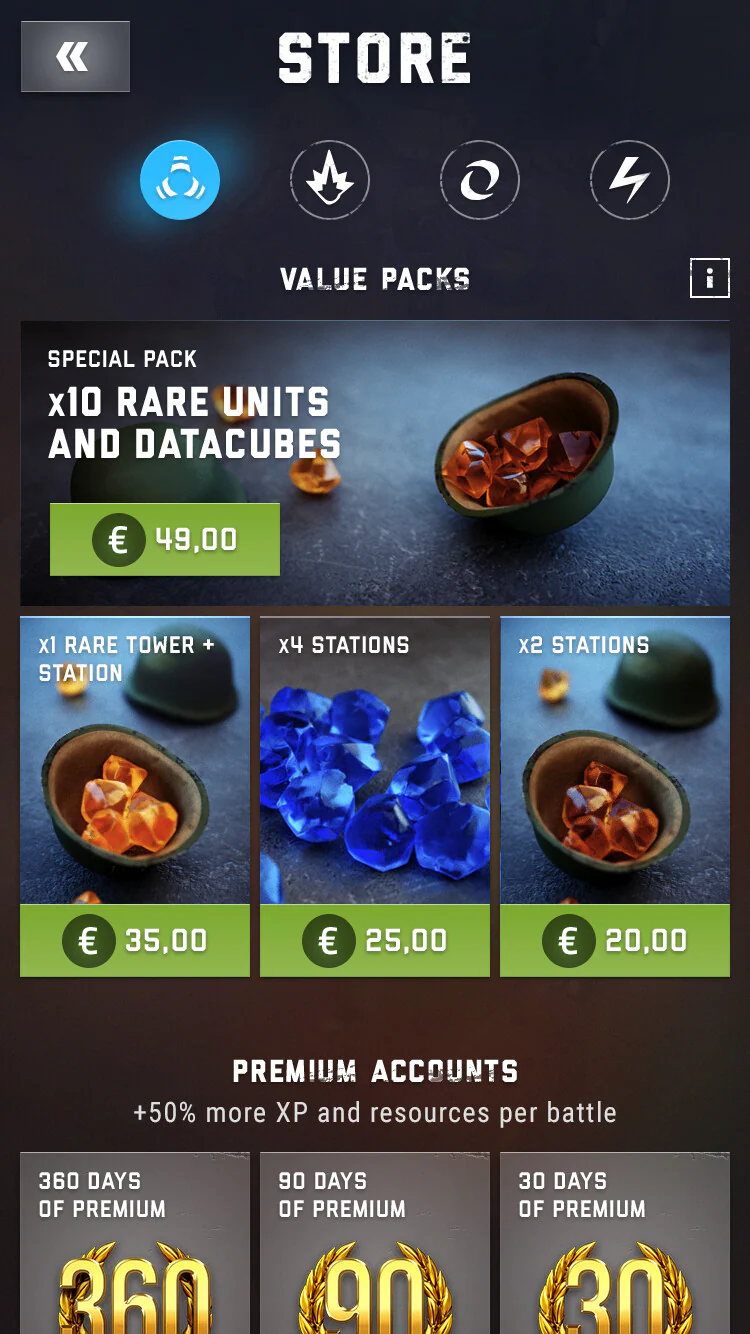 Store screen, showing how the images could look like in-game.